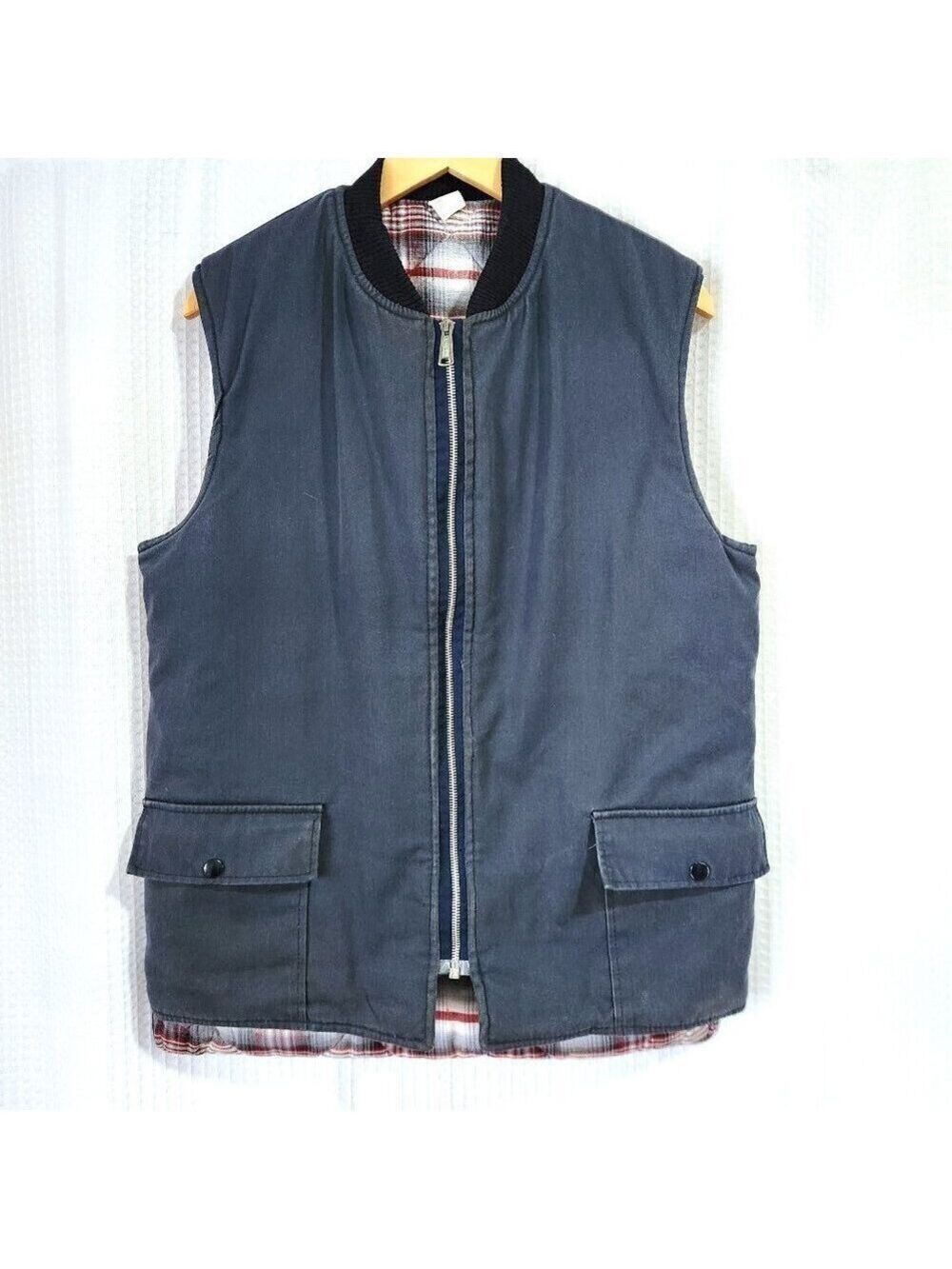 Vintage Sears Wearmaster Men’s Vest Blue Plaid Lined Utility Workwear 38-40